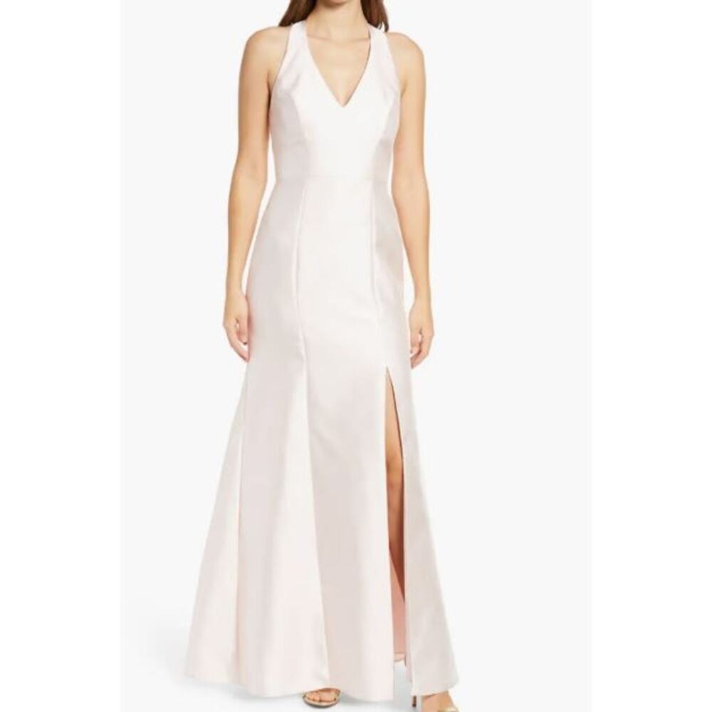 Alfred Sung Halter Satin Trumpet Gown